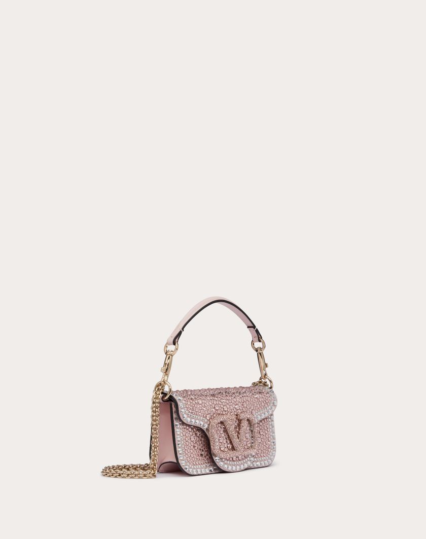 Valentino Handbags Borsa Piccola A Spalla Valentino Garavani Locò Con Strass per Donna in Crystal/rose Quartz/platino | Valentino IT Promozione Limitata