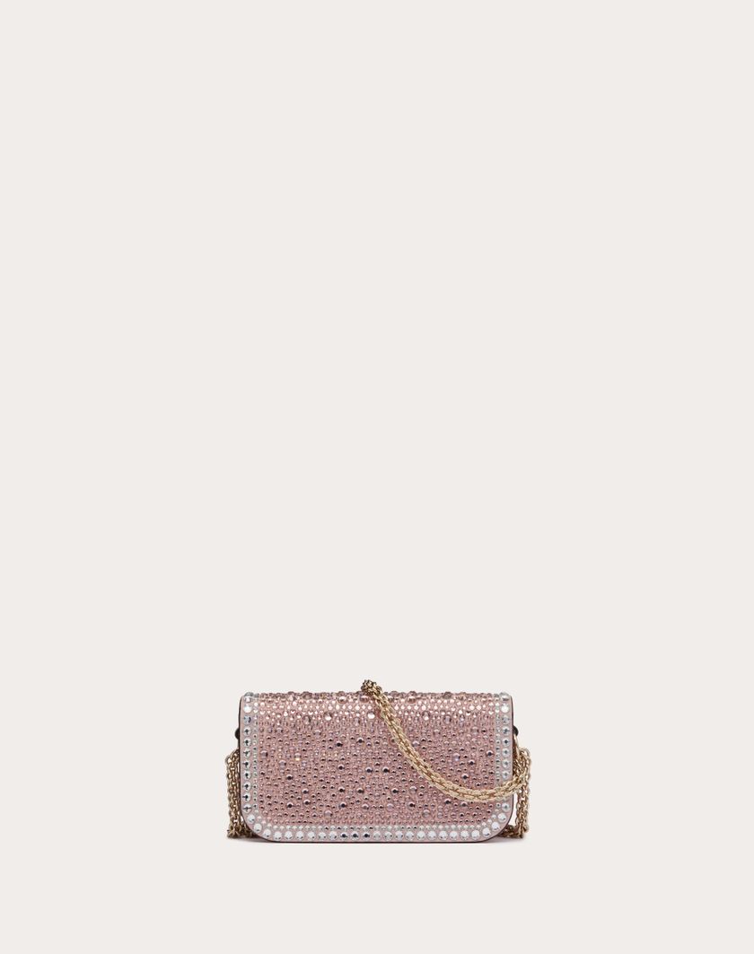 Valentino Handbags Borsa Piccola A Spalla Valentino Garavani Locò Con Strass per Donna in Crystal/rose Quartz/platino | Valentino IT Promozione Limitata