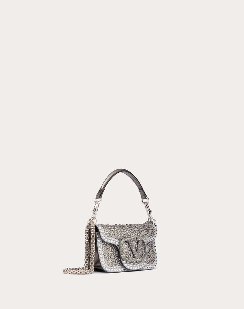 Valentino Handbags Borsa Piccola A Spalla Valentino Garavani Locò Con Strass per Donna in Crystal/nero/antracite | Valentino IT Fino Al -60%
