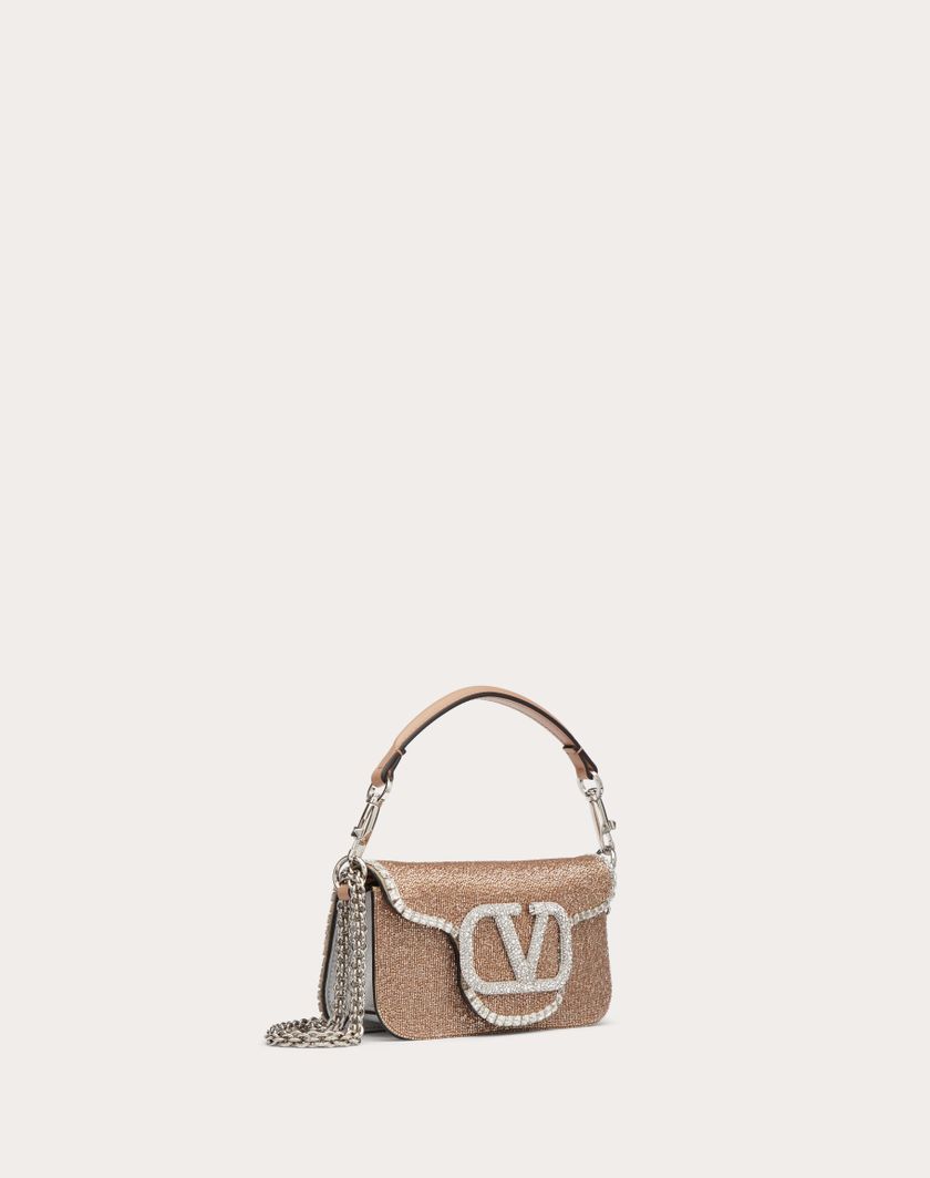 Valentino Handbags Borsa Piccola A Spalla Valentino Garavani Locò Ricamata per Donna in Crystal | Valentino IT Shopping Online