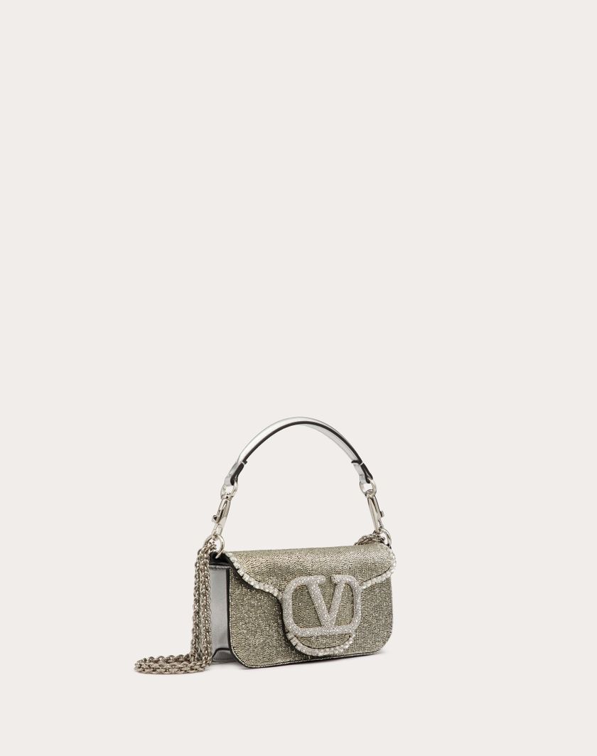 Valentino Handbags Borsa Piccola A Spalla Valentino Garavani Locò Ricamata per Donna in Silver/crystal | Valentino IT Affare Del Giorno