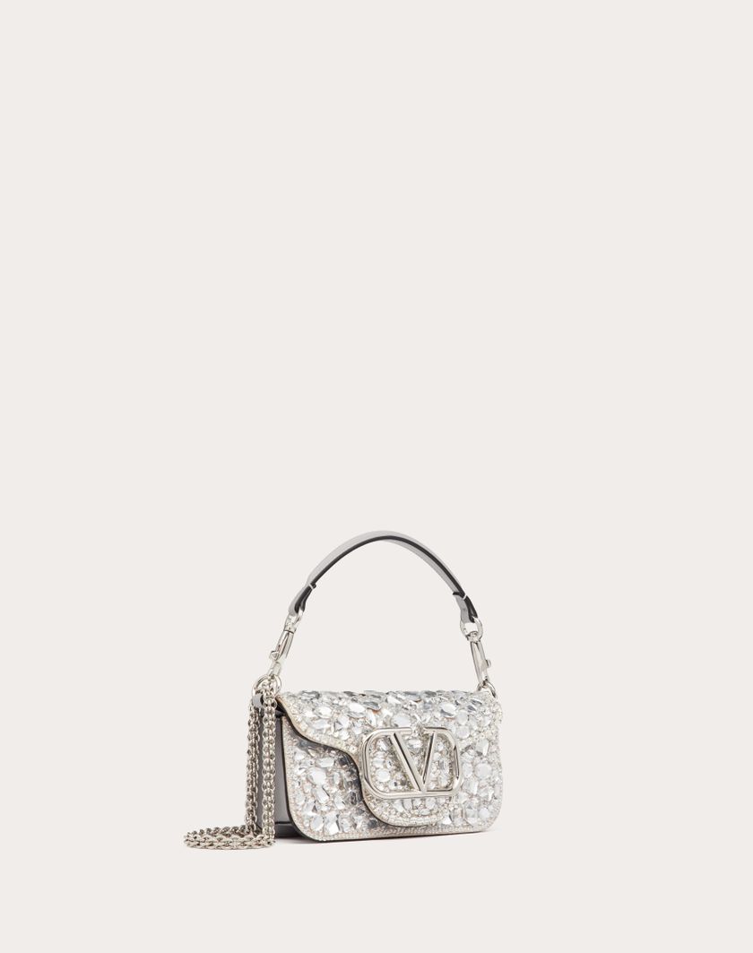 Valentino Handbags Borsa Piccola A Spalla Locò Con Cristalli per Donna in Argento | Valentino IT Prezzo Ridotto