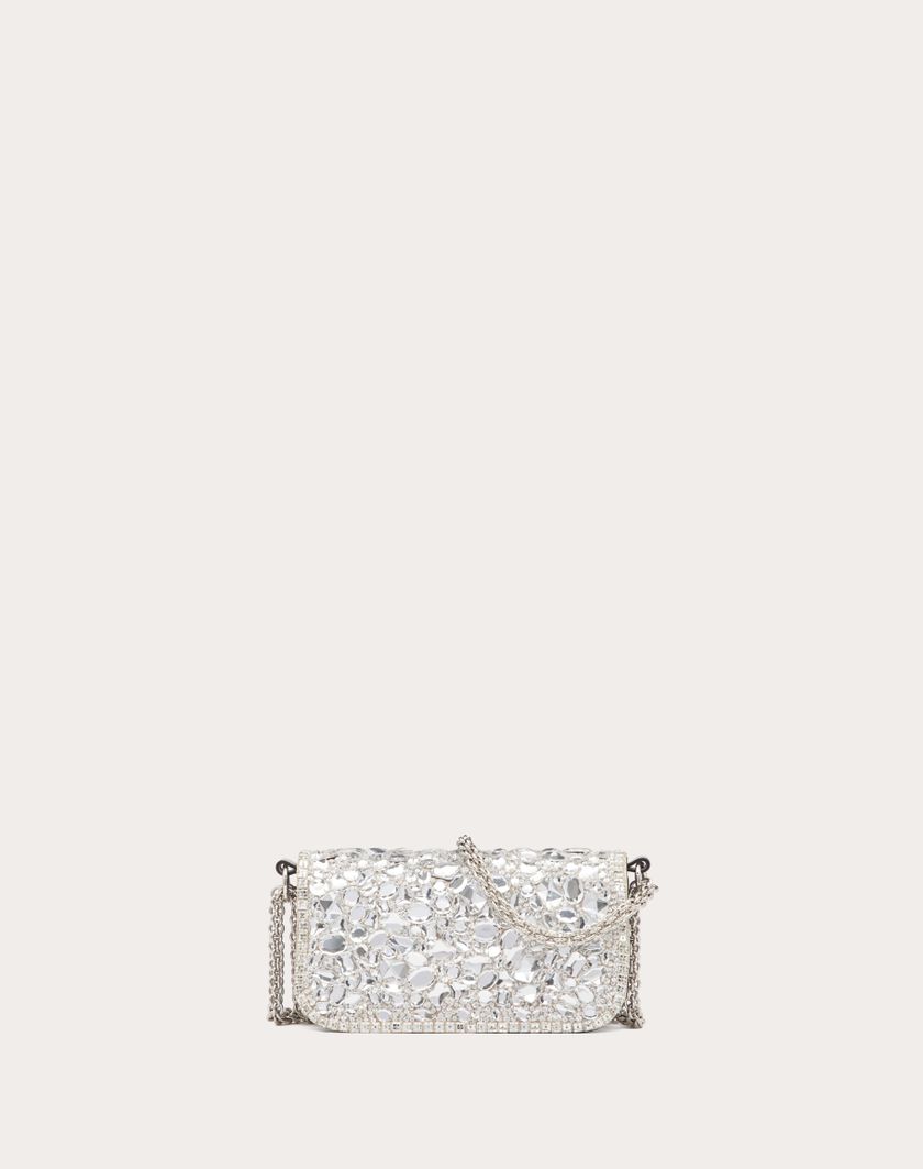 Valentino Handbags Borsa Piccola A Spalla Locò Con Cristalli per Donna in Argento | Valentino IT Prezzo Ridotto