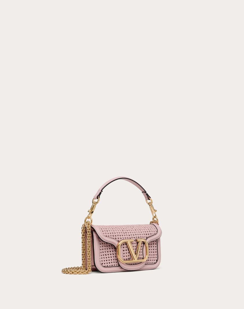 Valentino Handbags Borsa Piccola A Spalla Valentino Garavani Locò In Pelle Intrecciata per Donna in Rose Quartz | Valentino IT Sottocosto
