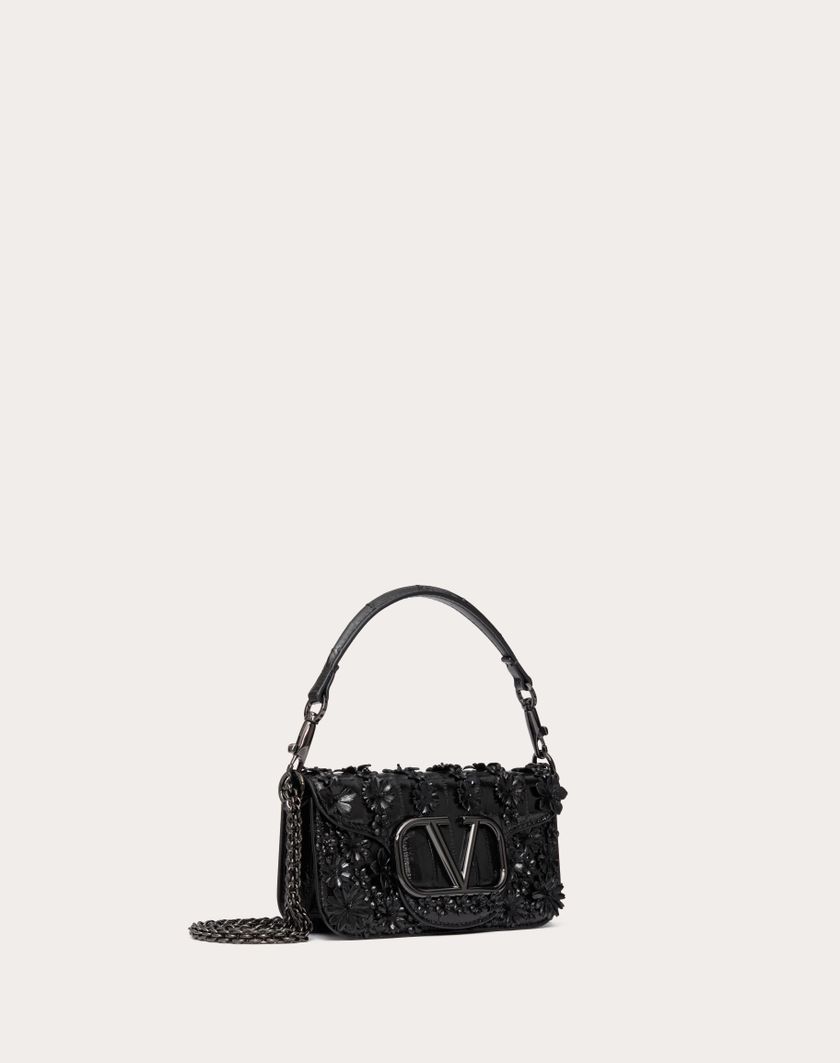 Valentino Handbags Borsa Piccola A Spalla Valentino Garavani Locò Ricamata In Anguilla per Donna in Nero | Valentino IT Novità