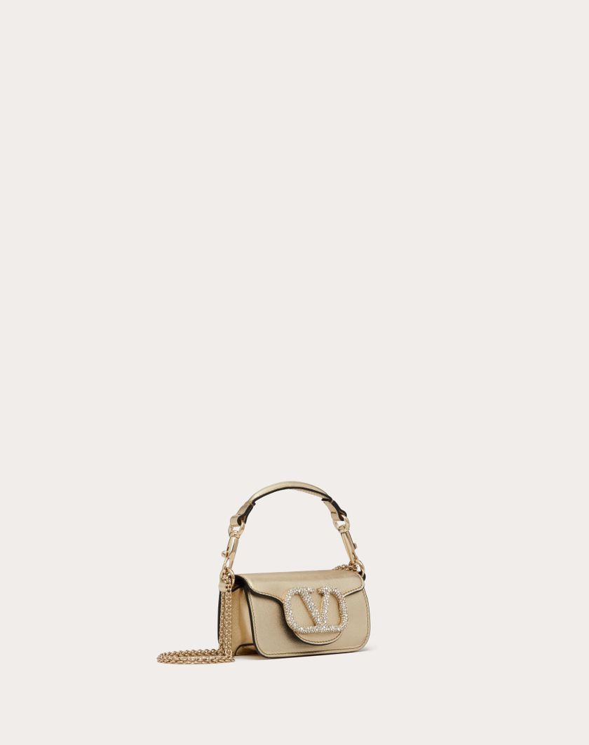 Valentino Handbags Borsa Micro Con Catena Valentino Garavani Locò Con Logo Gioiello per Donna in Platino/crystal | Valentino IT Saldi Di Fabbrica