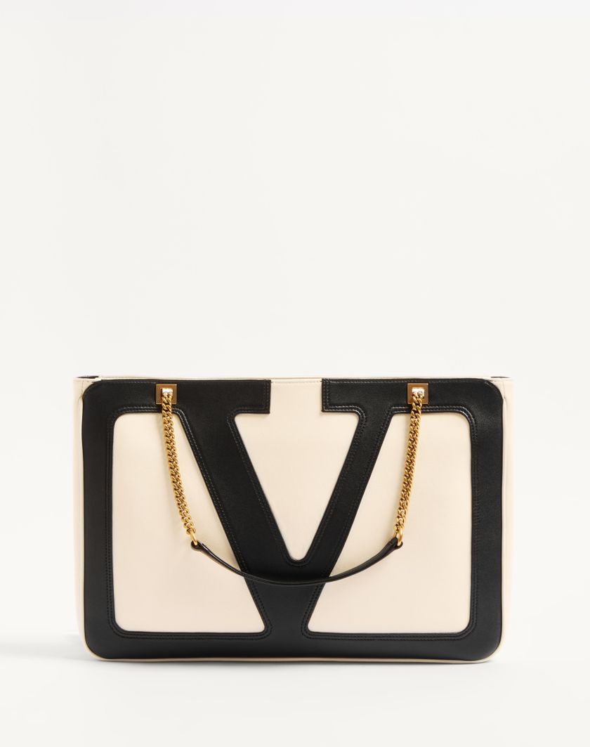 Valentino Handbags Borsa Shopping Media Valentino Garavani Viva Superstar In Nappa per Donna in Avorio/nero | Valentino IT