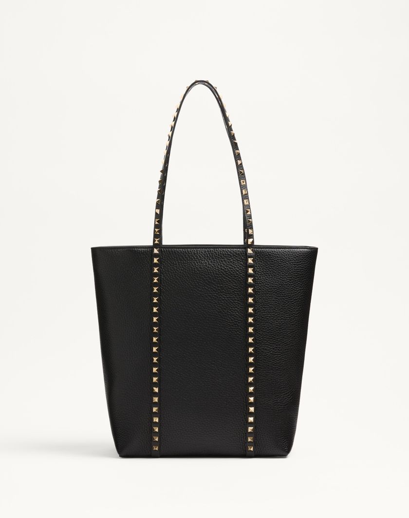 Valentino Handbags Borsa Shopping Valentino Garavani Rockstud In Vitello Granato per Donna in Nero | Valentino IT