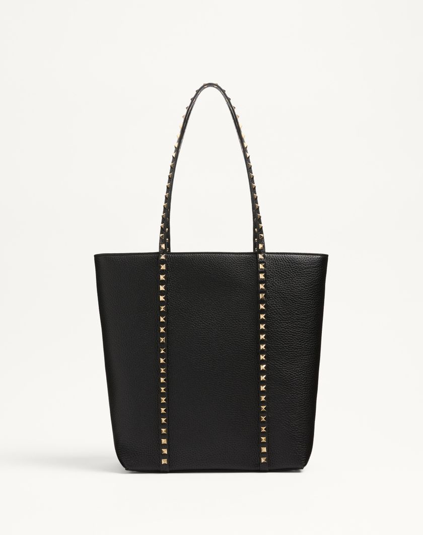 Valentino Handbags Borsa Shopping Valentino Garavani Rockstud In Vitello Granato per Donna in Nero | Valentino IT Nuovo