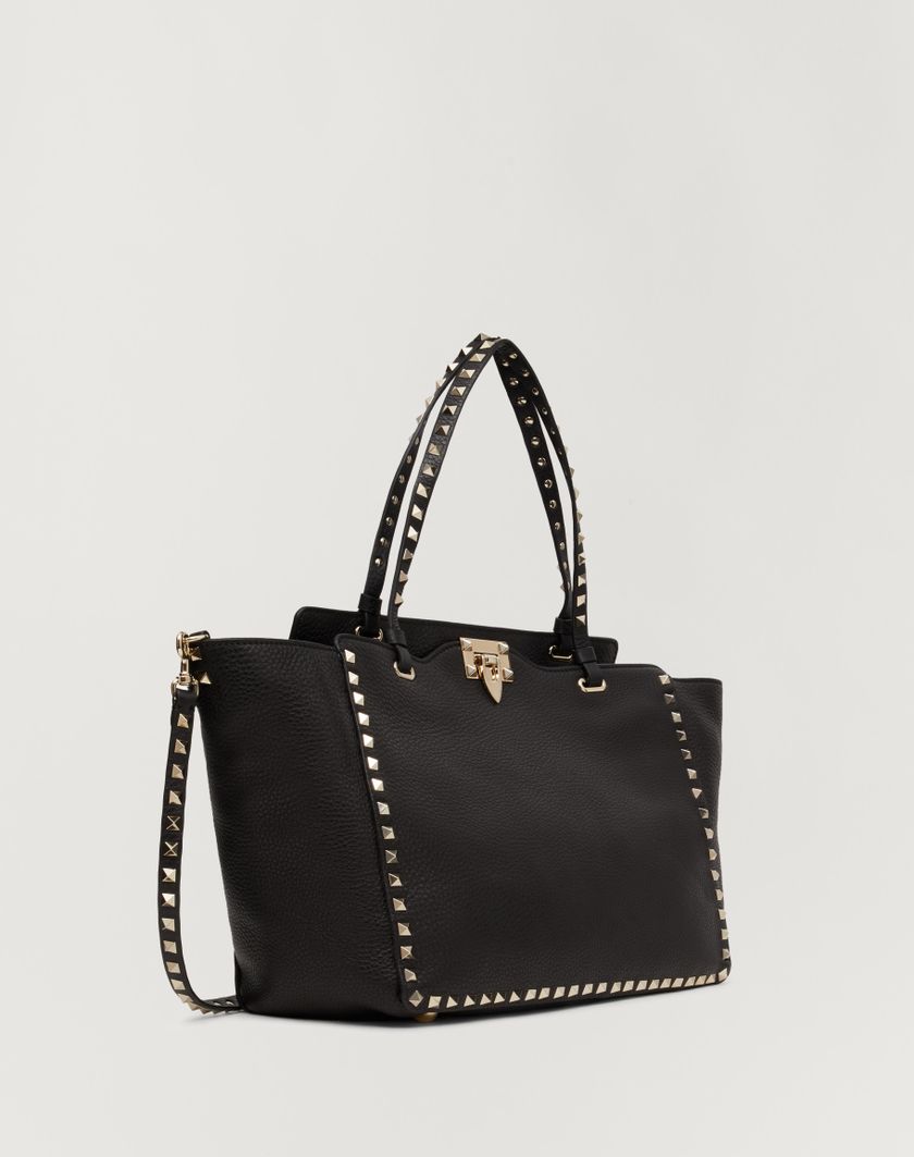 Valentino Handbags Borsa Media Rockstud In Vitello Granato per Donna in Nero | Valentino IT Promozione