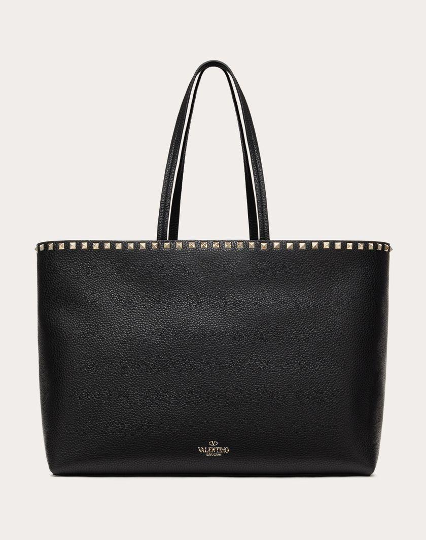 Valentino Handbags Borsa Shopping Rockstud In Vitello Granato per Donna in Nero | Valentino IT Pezzi Unici