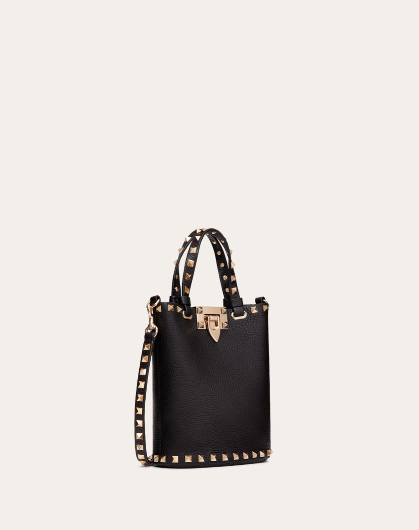Valentino Handbags Pouch Con Tracolla Rockstud In Vitello Granato per Donna in Nero | Valentino IT Soddisfazione Garantita