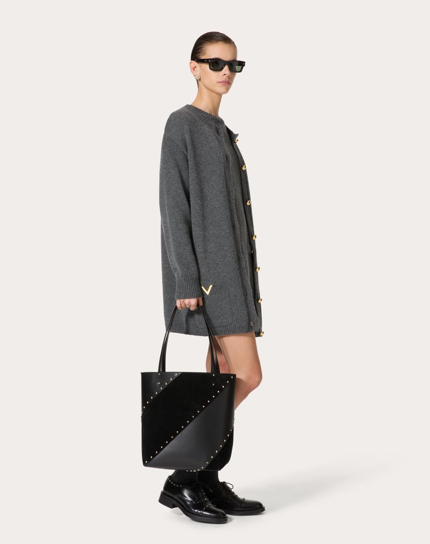 Valentino Handbags Borsa Shopping Valentino Garavani Valentino Garavani Rockstud Wispy In Vitello E Camoscio per Donna in Nero | Valentino IT Negozi Online