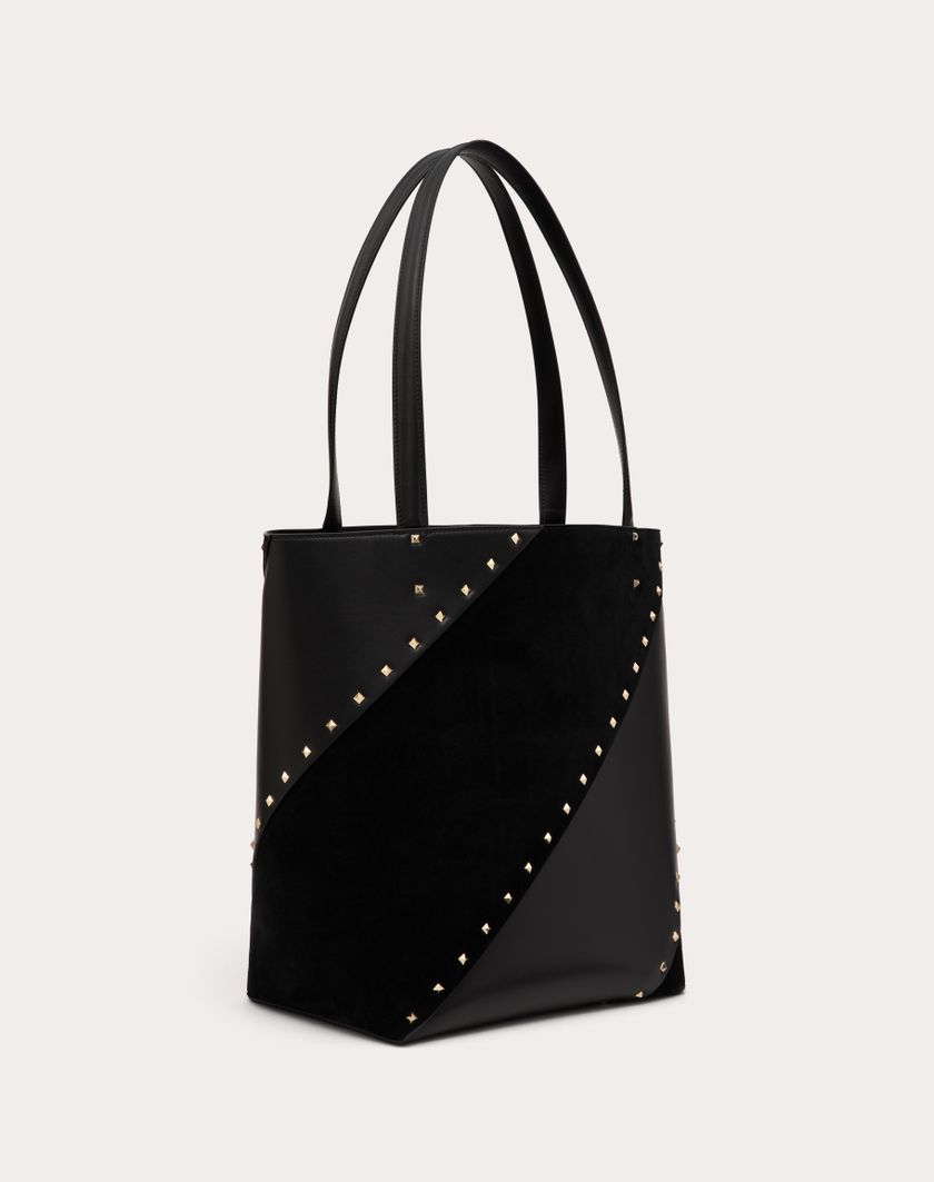 Valentino Handbags Borsa Shopping Valentino Garavani Valentino Garavani Rockstud Wispy In Vitello E Camoscio per Donna in Nero | Valentino IT Negozi Online