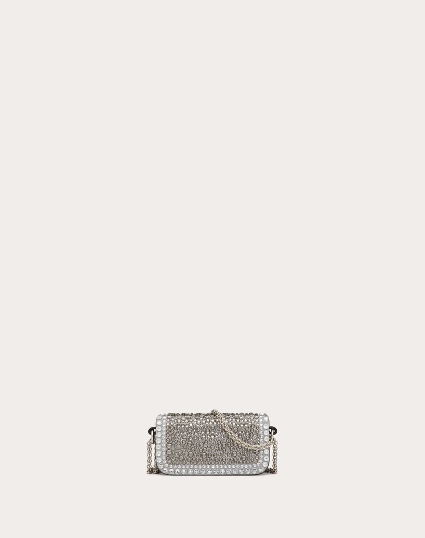 Valentino Handbags Borsa Micro Con Catena Valentino Garavani Locò Con Strass per Donna in Crystal/nero/antracite | Valentino IT Vendita