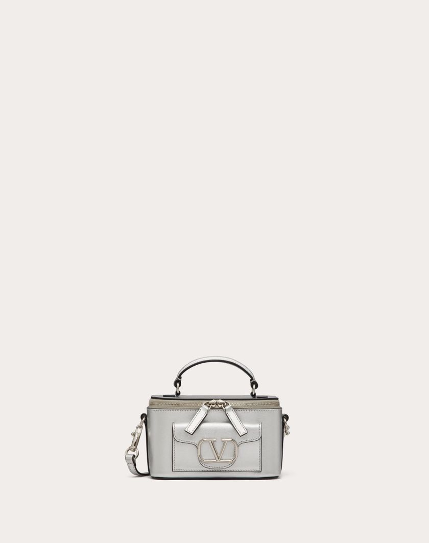 Valentino Handbags Mini Borsa A Mano Locò In Vitello Metallizzato per Donna in Argento | Valentino IT