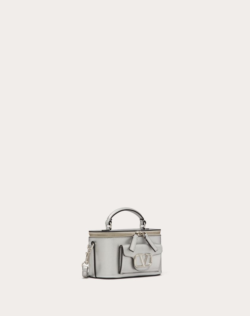 Valentino Handbags Mini Borsa A Mano Locò In Vitello Metallizzato per Donna in Argento | Valentino IT Sottocosto