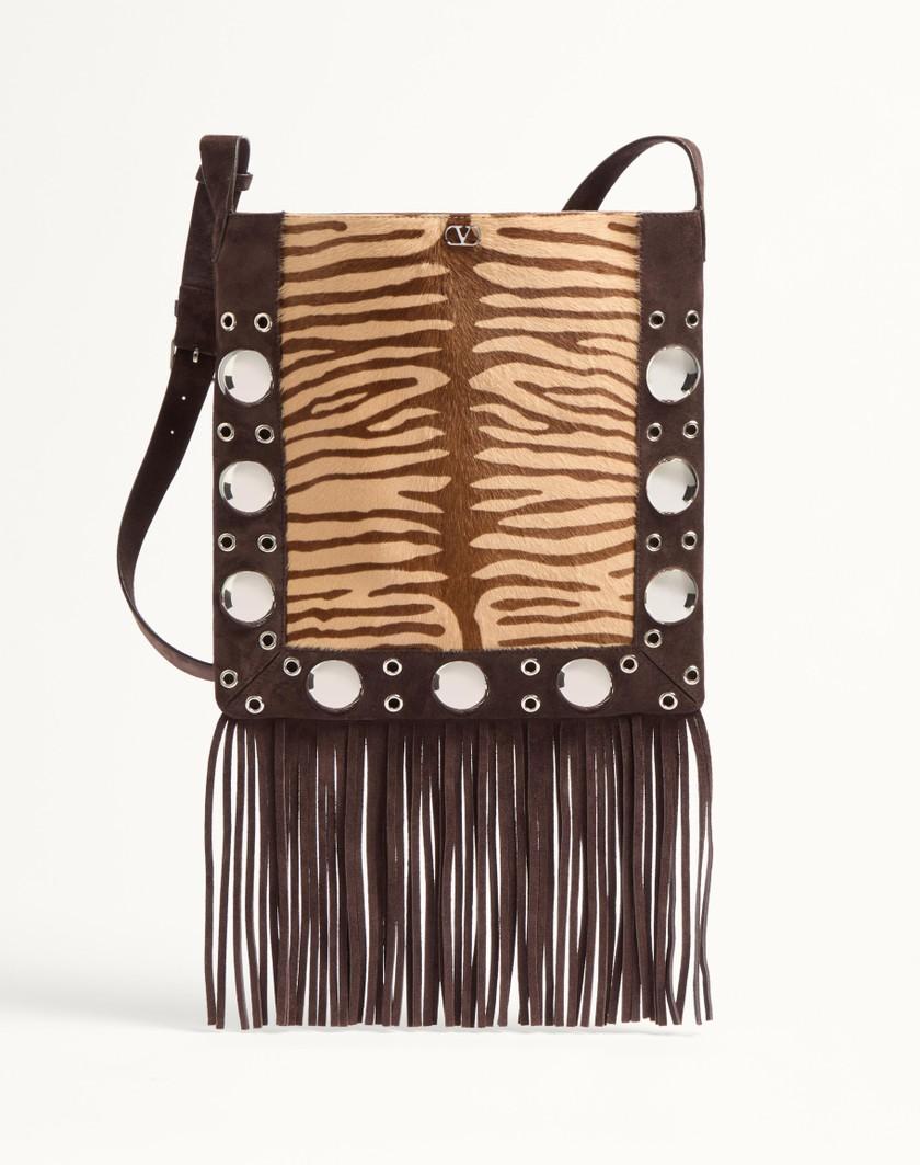 Valentino Handbags Borsa A Spalla Valentino Garavani Nellcôte In Vitello Effetto Pony Animalier Con Frange per Donna in Beige/marrone | Valentino IT