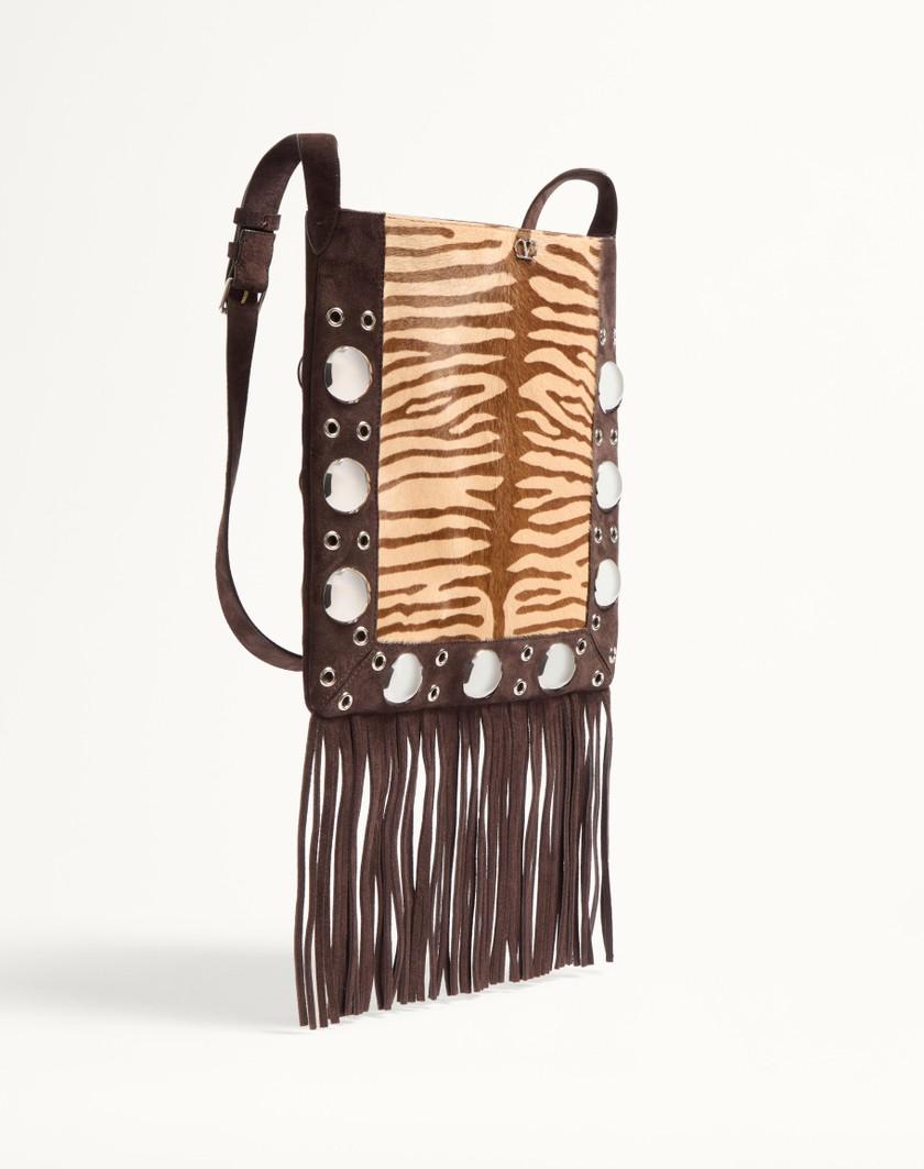Valentino Handbags Borsa A Spalla Valentino Garavani Nellcôte In Vitello Effetto Pony Animalier Con Frange per Donna in Beige/marrone | Valentino IT Vendita Economica
