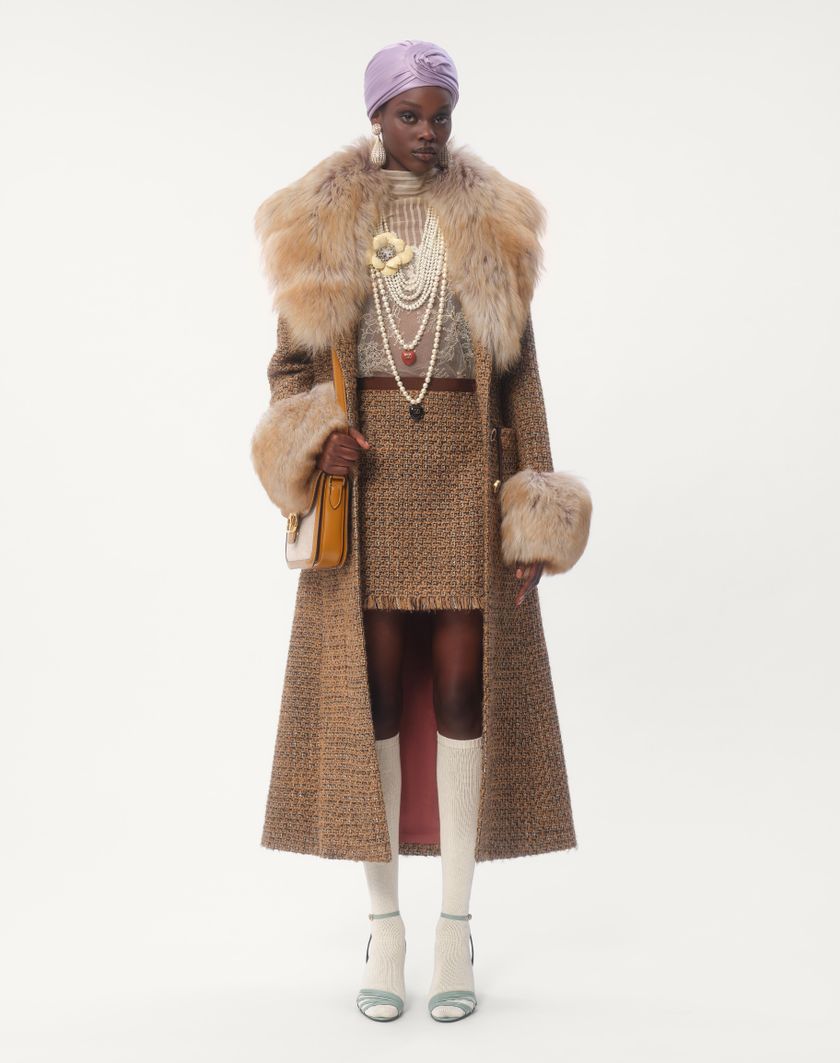 Valentino Handbags Cappotto In Fantasy Tweed per Donna in Marrone/multicolor | Valentino IT I Più Venduti