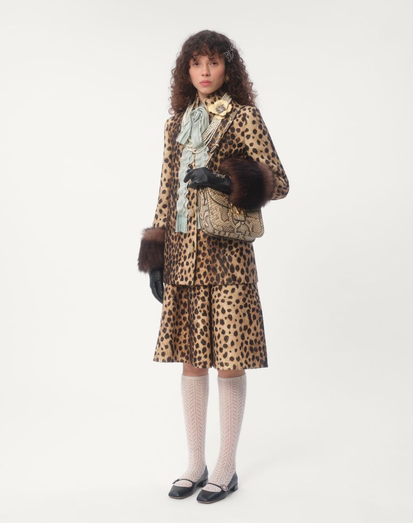 Valentino Handbags Gonna In Panno Stampato Giaguaro Spots per Donna in Animalier | Valentino IT In Saldo
