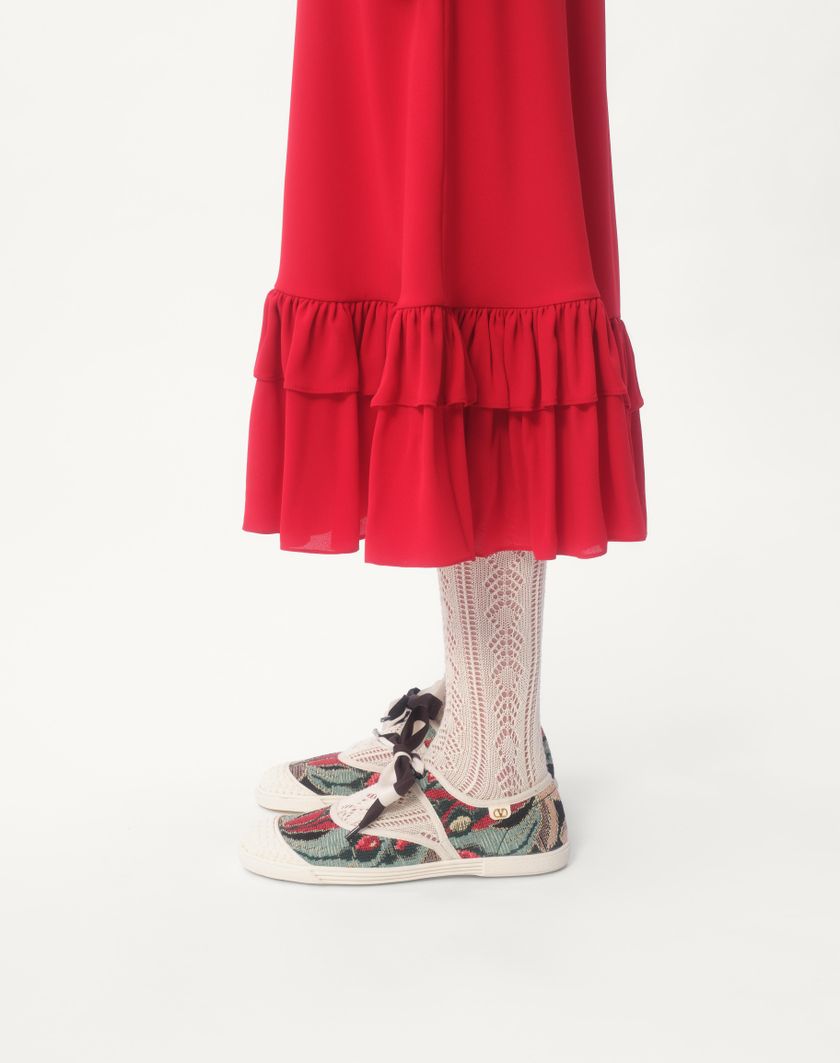 Valentino Handbags Abito Midi In Georgette per Donna in Rosso | Valentino IT Moda