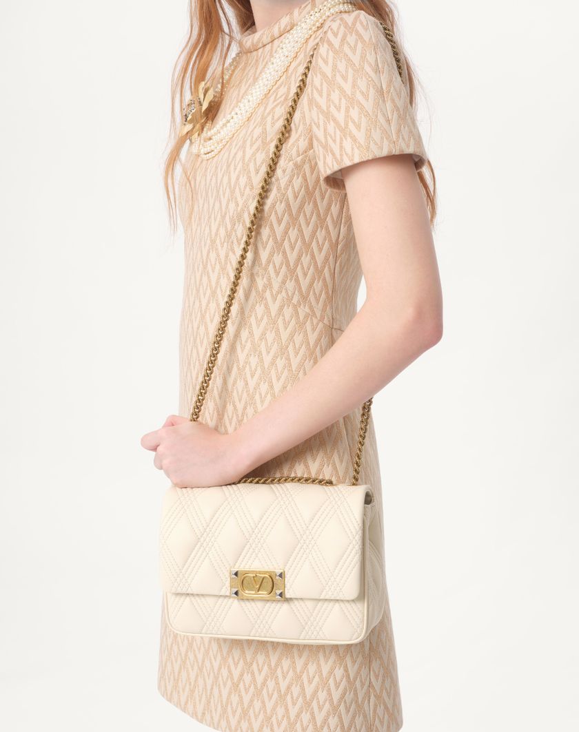 Valentino Handbags Abito Corto In Lurex Jacquard Toute La V per Donna in Avorio/oro | Valentino IT Vendita