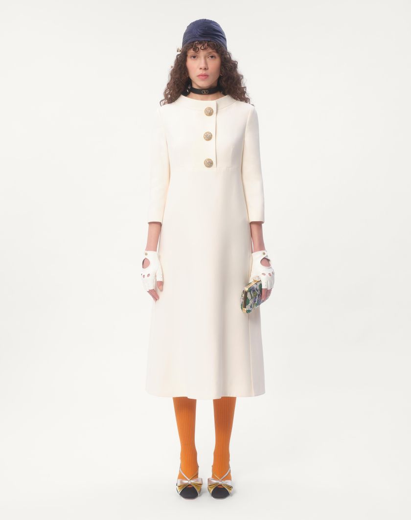 Valentino Handbags Abito Midi In Crepe Couture per Donna in Avorio | Valentino IT Spedizione Gratuita