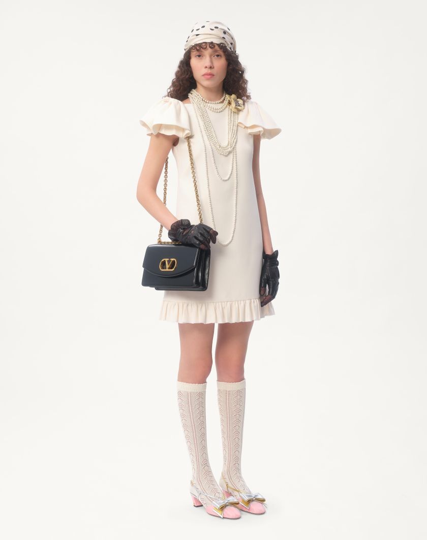 Valentino Handbags Abito Corto In Crepe Couture per Donna in Avorio | Valentino IT Pezzi Unici