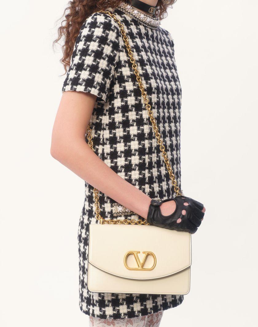 Valentino Handbags Abito Corto In Damier Light Tweed Ricamato per Donna in Avorio/nero | Valentino IT Consegna Veloce