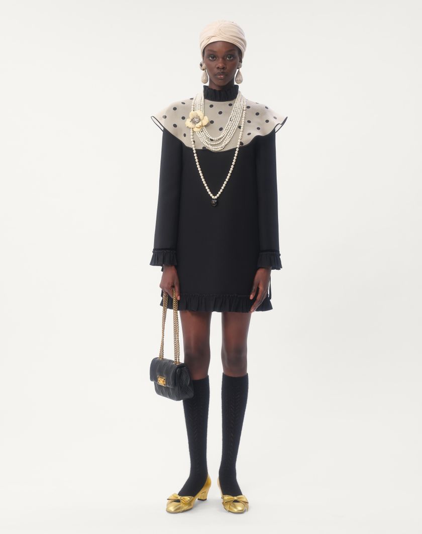 Valentino Handbags Abito Corto In Crepe Couture per Donna in Nero/avorio | Valentino IT Promozione Limitata