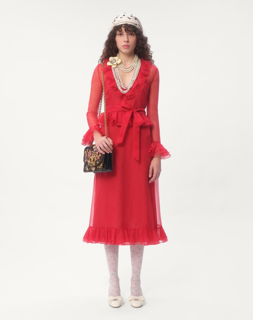 Valentino Handbags Abito Midi In Organza per Donna in Rosso | Valentino IT Fino Al -60%