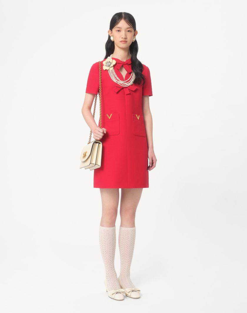 Valentino Handbags Abito Corto In Crepe Couture per Donna in Rosso | Valentino IT Affare Del Giorno