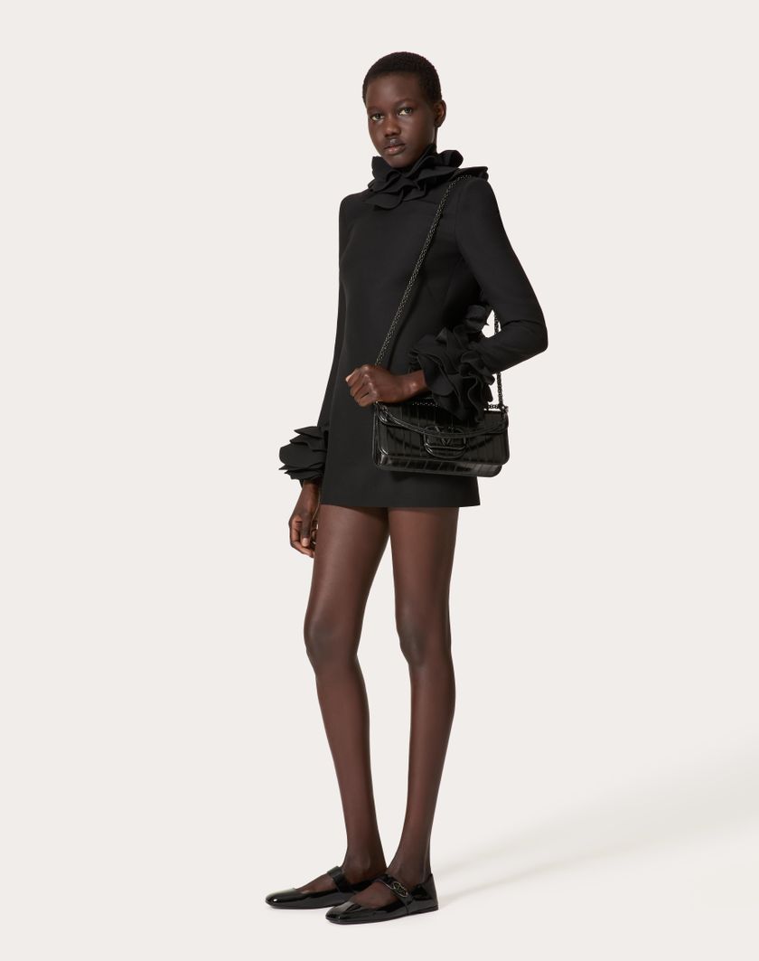 Valentino Handbags Abito Corto In Crepe Couture Ricamato per Donna in Nero | Valentino IT Novità