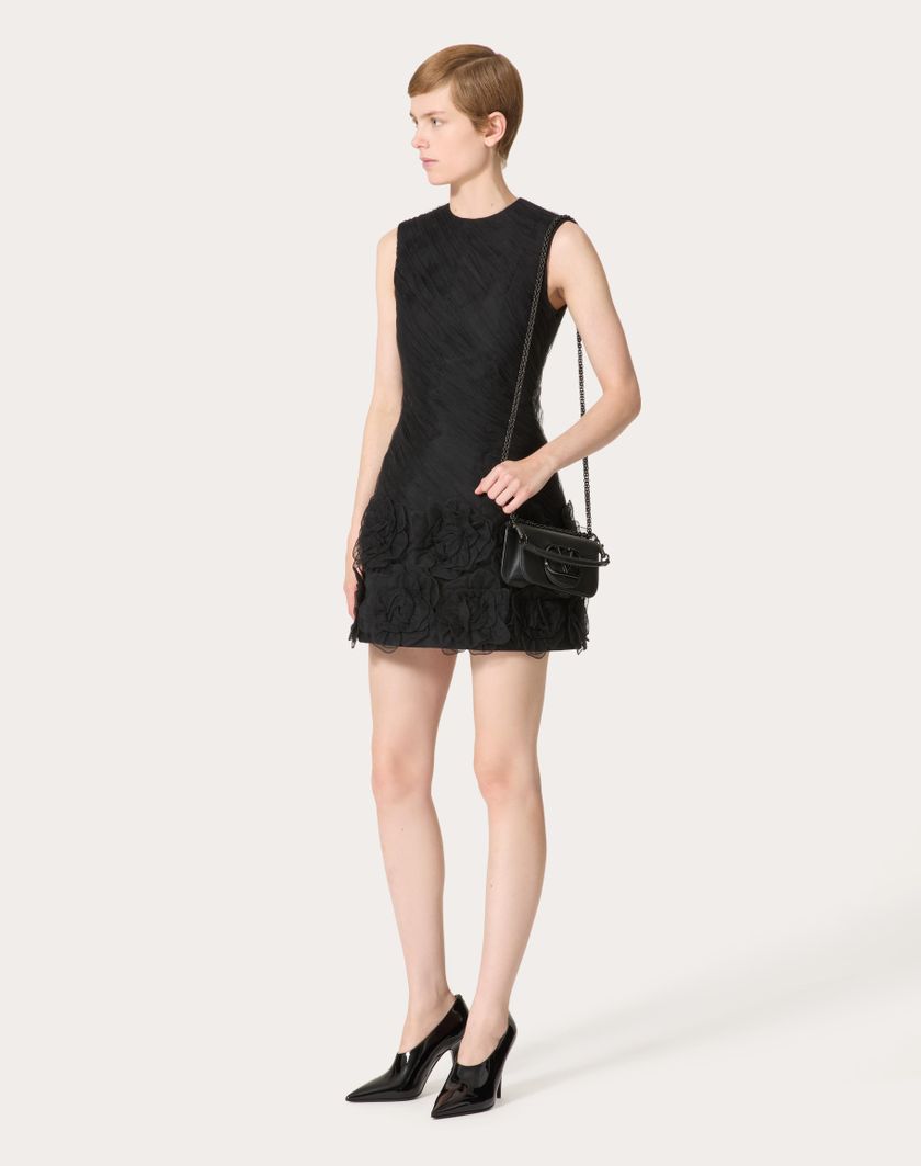 Valentino Handbags Abito Corto In Tulle Illusione Ricamato per Donna in Nero | Valentino IT Sconto