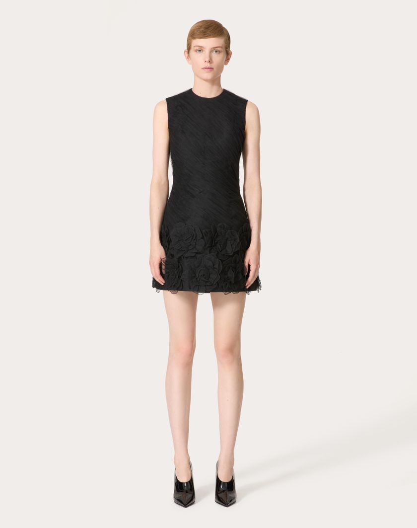 Valentino Handbags Abito Corto In Tulle Illusione Ricamato per Donna in Nero | Valentino IT Sconto