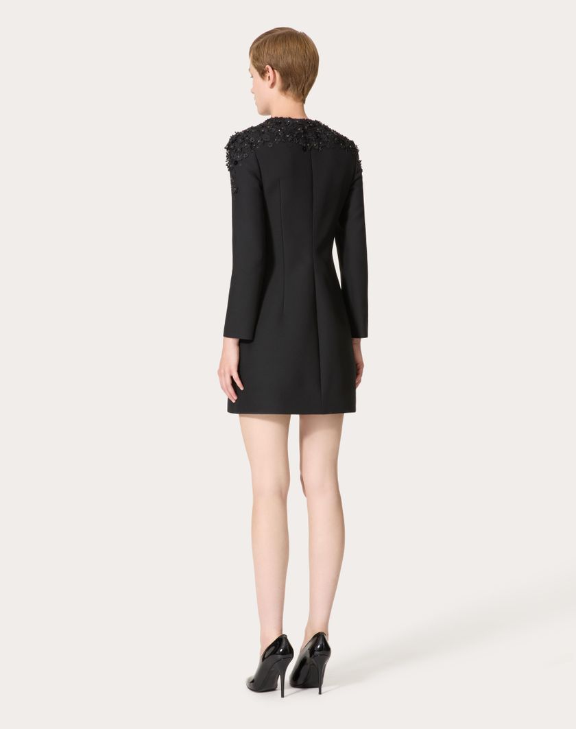 Valentino Handbags Abito Corto In Crepe Couture Ricamato per Donna in Nero | Valentino IT Online