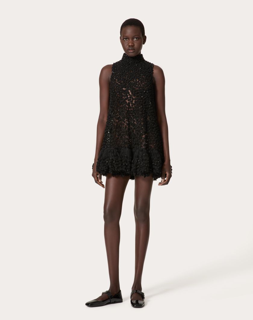 Valentino Handbags Abito Corto In Tulle Illusione Ricamato per Donna in Nero | Valentino IT Hotsell