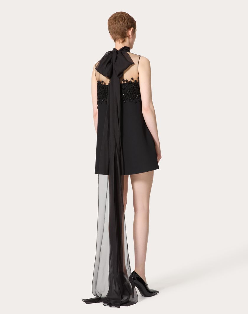 Valentino Handbags Abito Corto In Structured Couture Ricamato per Donna in Nero | Valentino IT Vendita Calda