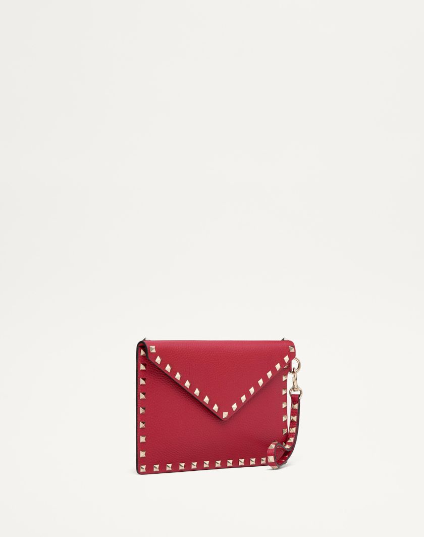 Valentino Handbags Pouch Rockstud In Vitello Granato per Donna in Rosso V. | Valentino IT Pezzi Unici