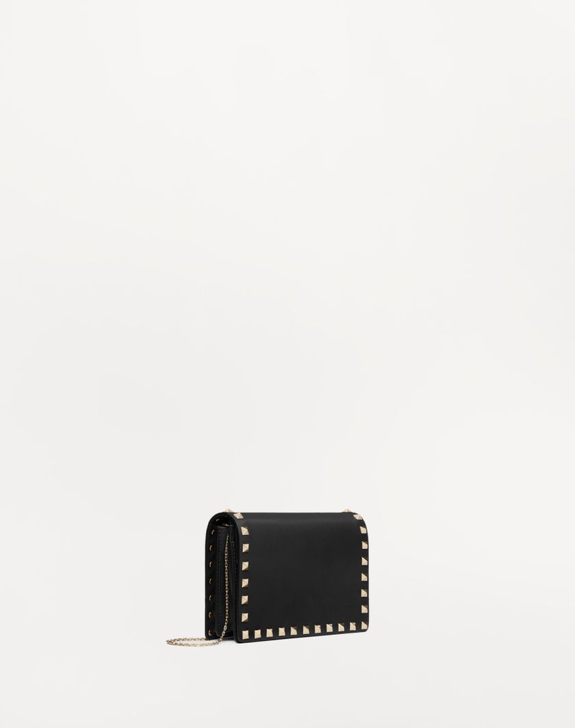 Valentino Handbags Pouch Con Catena Rockstud In Vitello per Donna in Nero | Valentino IT Promozione Limitata