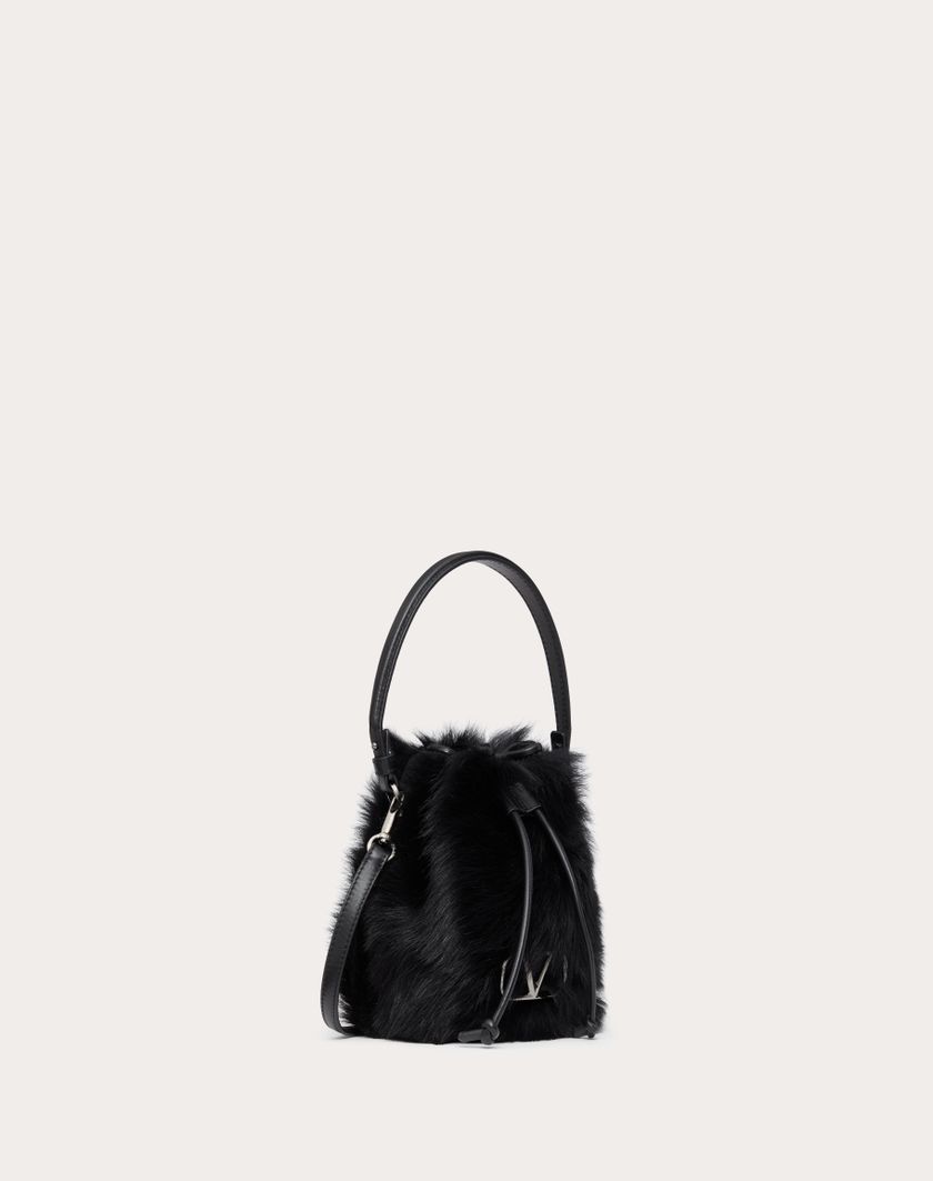 Valentino Handbags Mini Borsa A Secchiello Vlogo Signature In Montone per Donna in Nero | Valentino IT Novità