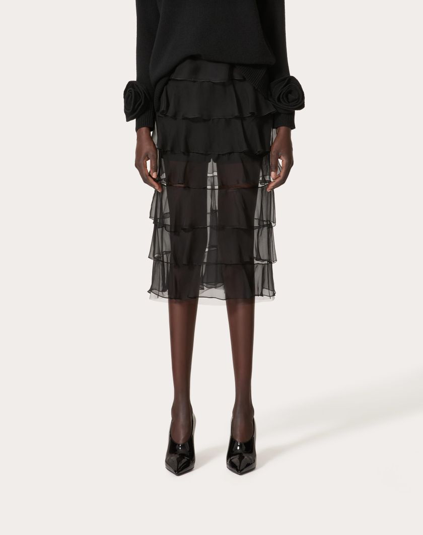 Valentino Handbags Gonna In Chiffon per Donna in Nero | Valentino IT Vendita Economica