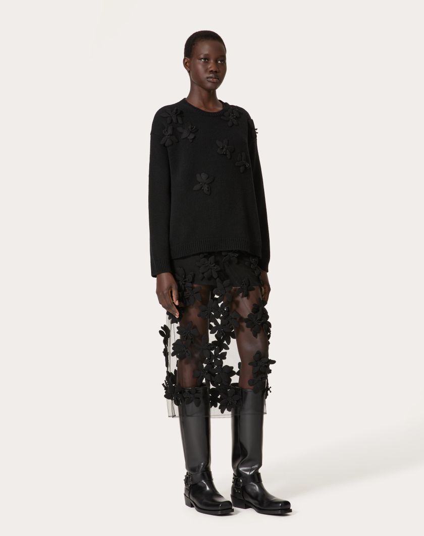 Valentino Handbags Maglia In Lana Ricamata per Donna in Nero | Valentino IT Vendite Flash