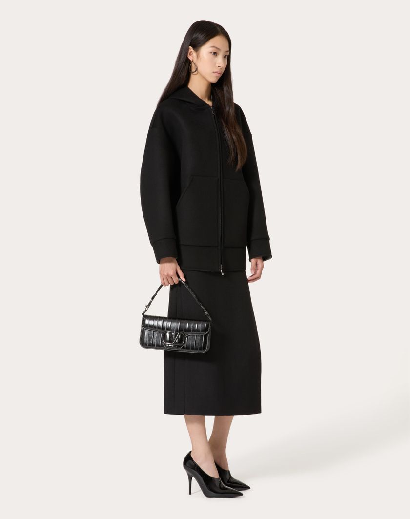 Valentino Handbags Caban In Compact Drap per Donna in Nero | Valentino IT Nuovo