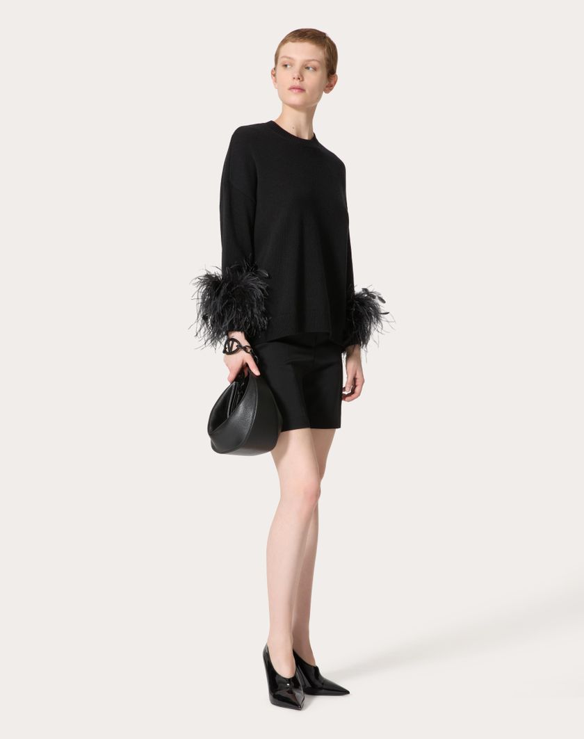 Valentino Handbags Maglia In Lana Con Piume per Donna in Nero | Valentino IT Vendita