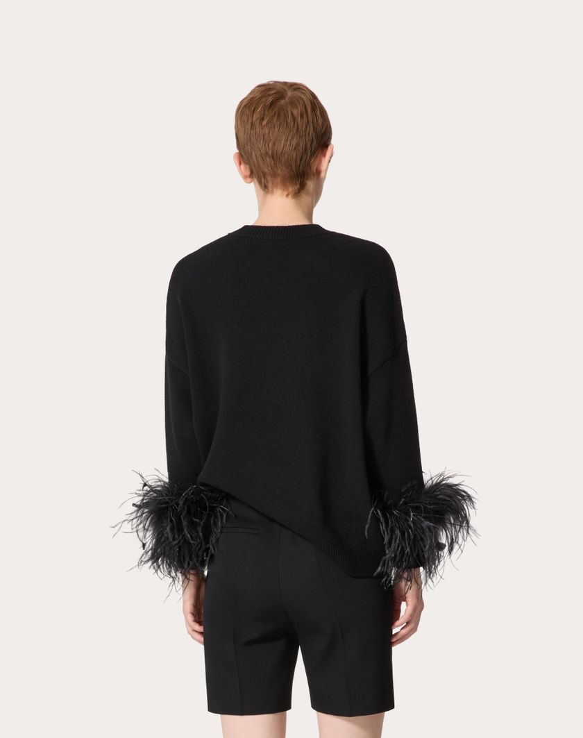 Valentino Handbags Maglia In Lana Con Piume per Donna in Nero | Valentino IT Vendita