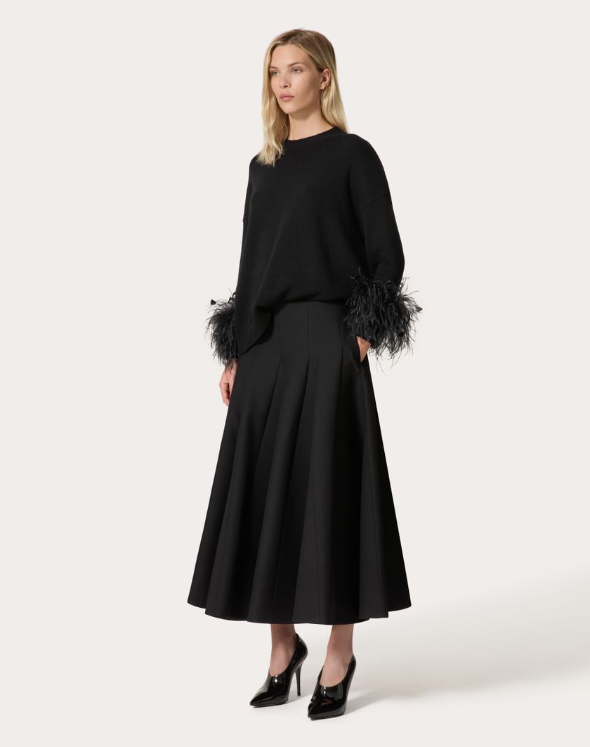 Valentino Handbags Gonna Midi In Crepe Couture per Donna in Nero | Valentino IT Pezzi Unici