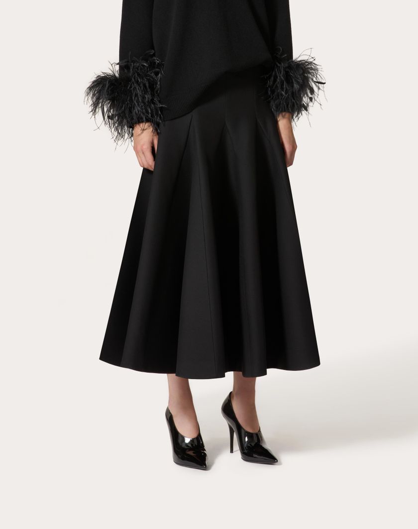 Valentino Handbags Gonna Midi In Crepe Couture per Donna in Nero | Valentino IT Pezzi Unici
