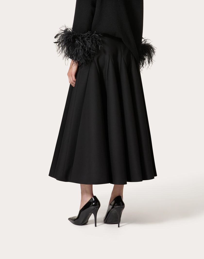 Valentino Handbags Gonna Midi In Crepe Couture per Donna in Nero | Valentino IT Pezzi Unici